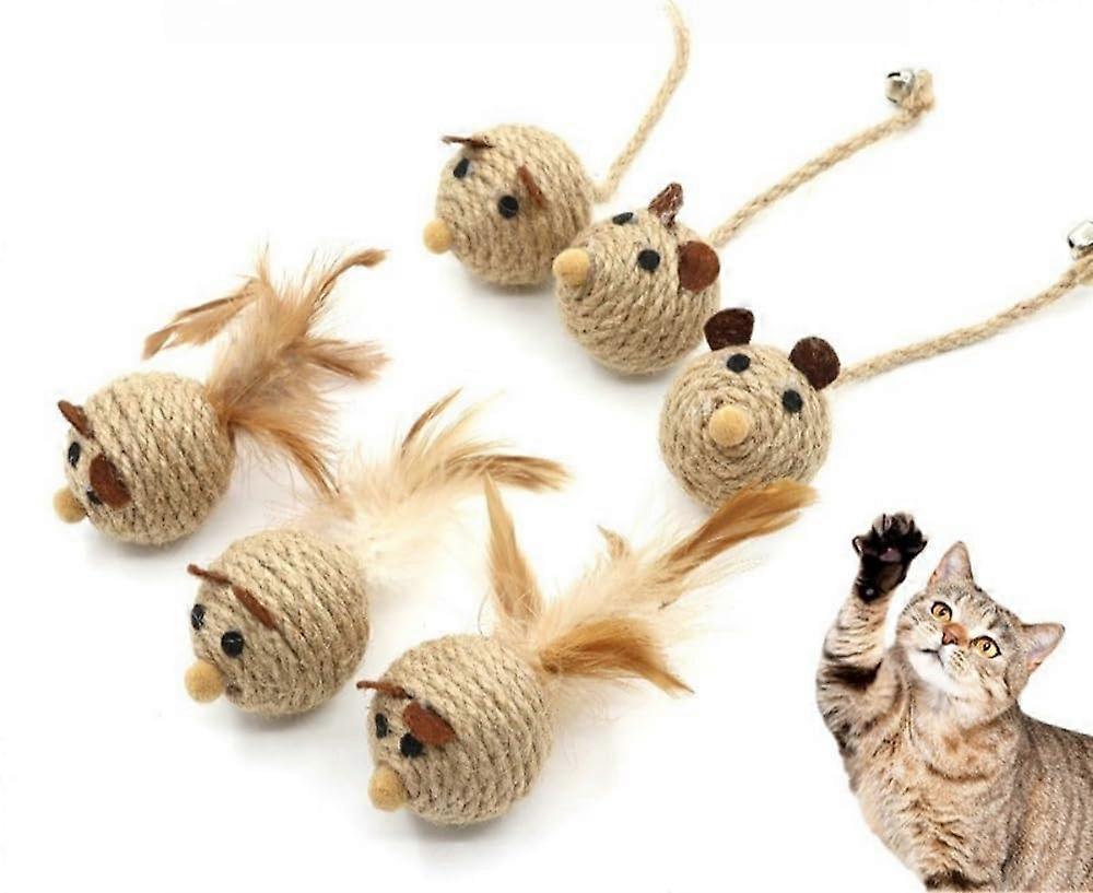 6-piece sisal cat toy set For Indoor Cats, Durable Sisal Rope Toys, Assorted Colors, Interactive Play Kit