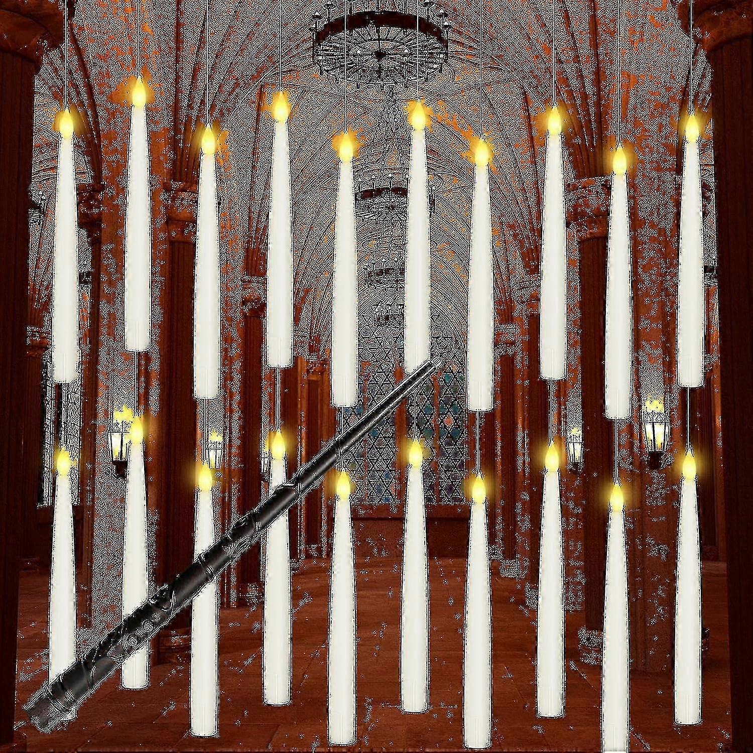 Decorations, 12pcs Floating Led With Wand Remote, Hanging Flameless Candles, Flickering Warm Decor f74