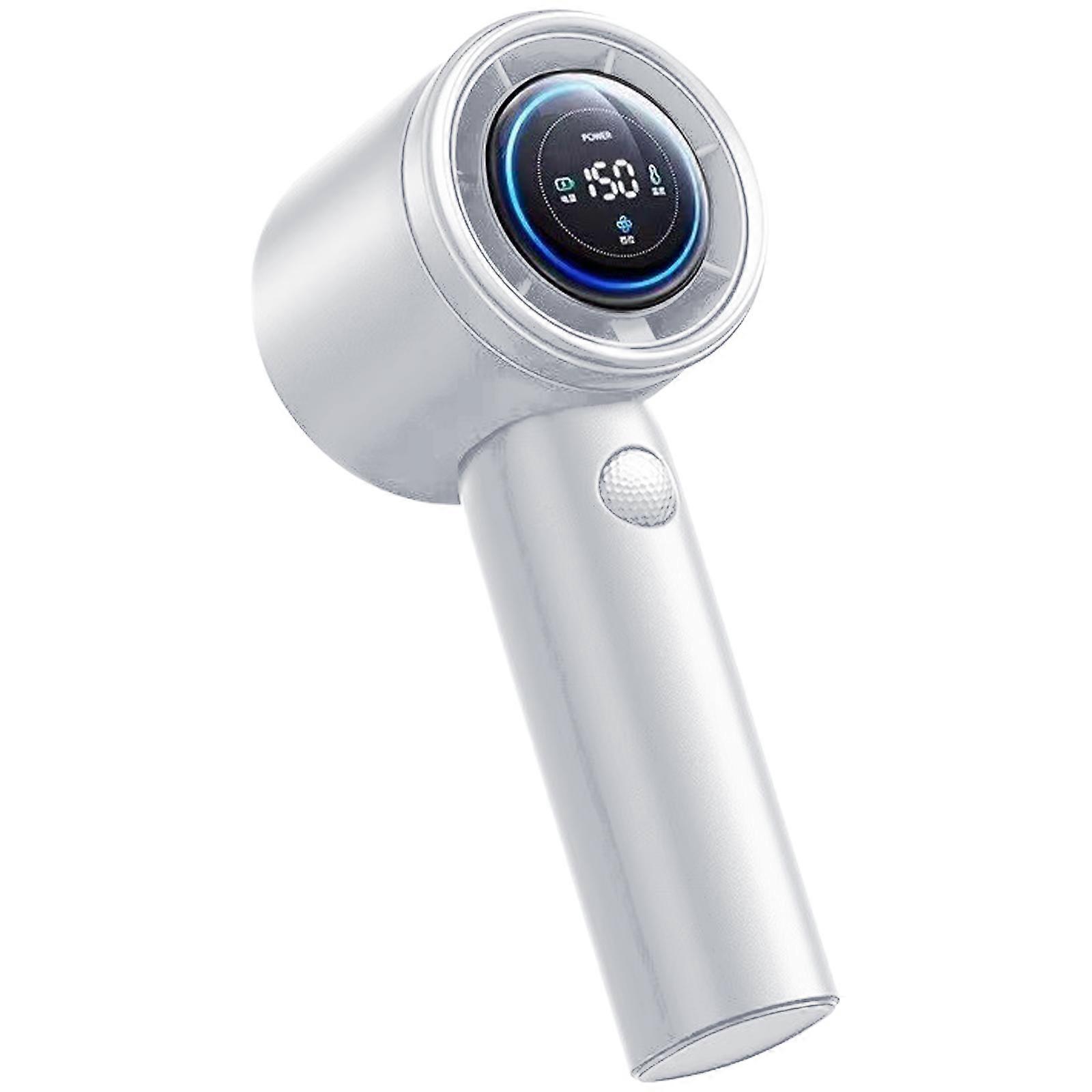 מאוורר כף יד נייד, מהירות (1-150) מאוורר מתכוונן 5000mAh/8000mAh מאוורר נטען עם תצוגה דיגיטלית לבן