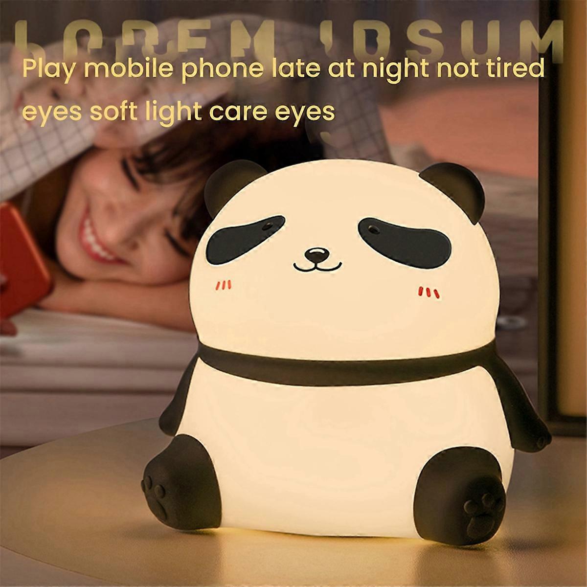 Cute Panda LED Night Light Silicone USB Timer Bedside Lamp