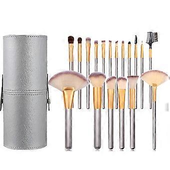 Makeup Brushes, Travel Makeup Brushes with Brush Holder for Safe Transport, Synthetic Fibers for Smooth Application, Durable Wood Handles,