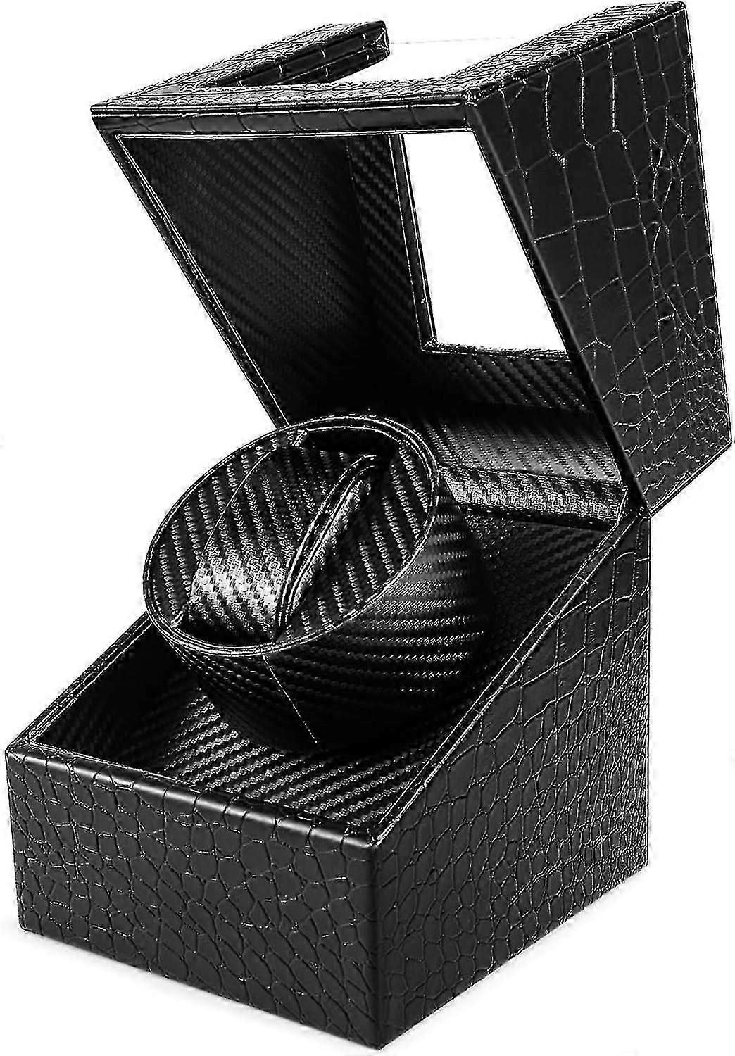 Automatic Watch Winder Box Single Watch Winder with Carbon Fiber Leather Case (EU Plug)
