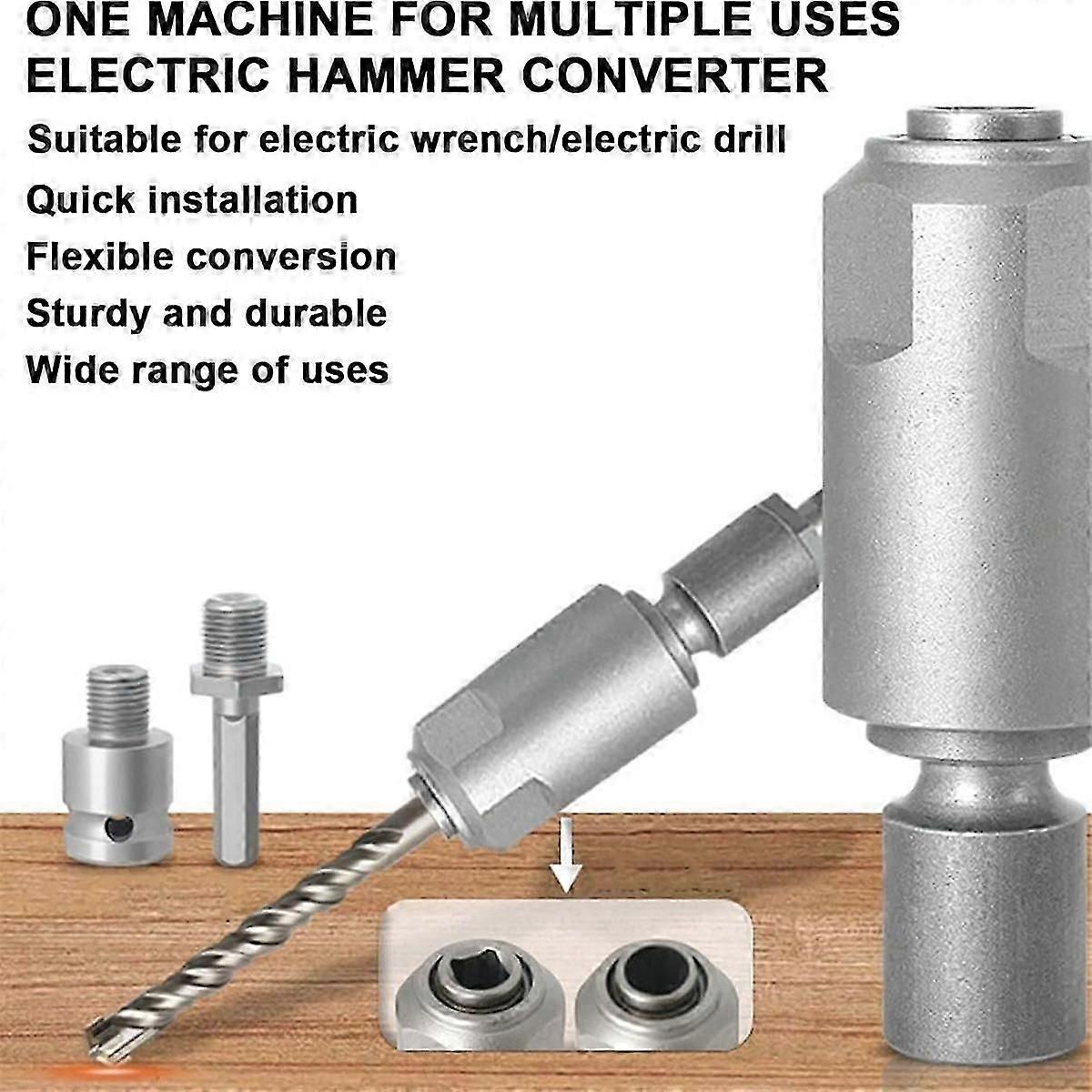 Electric Wrench to Hammer Adapter,1/2 Conversion Connector Rod Round Handle Electric Hammer Drill,1