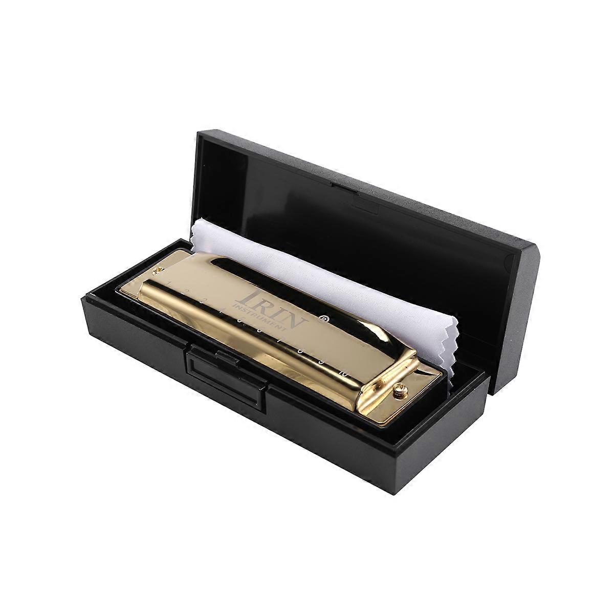 10 Holes 20 Tone G Key Harmonica with Storage Box Gold