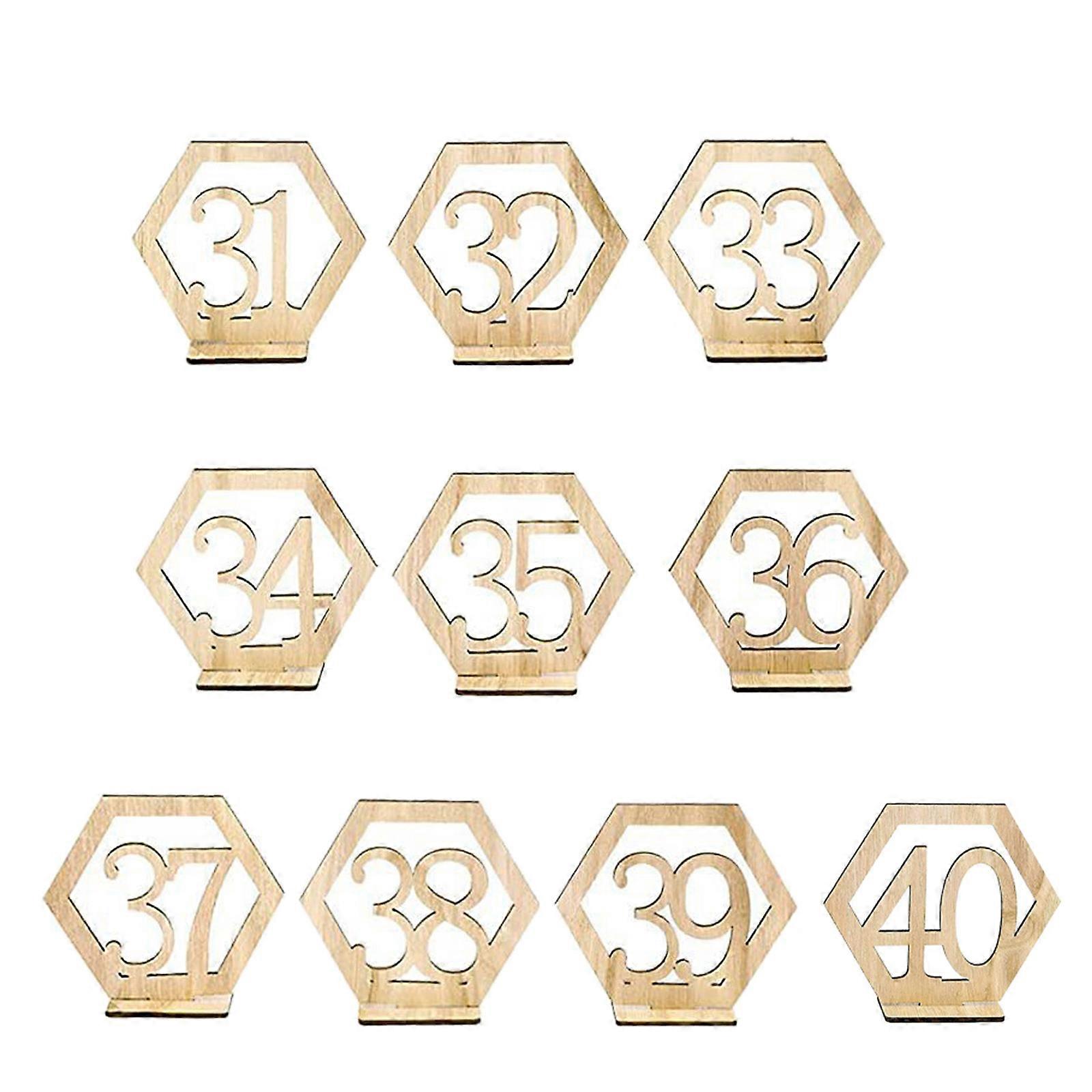 10pcs/set Hexagon Wood Table Number Sign Multipurpose Party Seat Number for Home Holiday Party Background