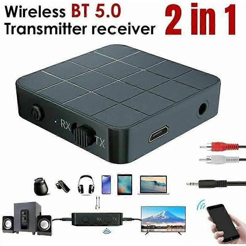 Bluetooth 50 Receiver 2-in-1 Bluetooth Receiver Transmitter AdapterBluetooth Audio Transmitter RCA Stereo Output35mm Low