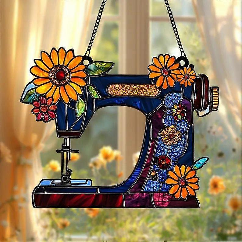 Sewing Machine Ornament Stained Acrylic Style Window Hanging Decorations for Sewing Lovers and Crafters