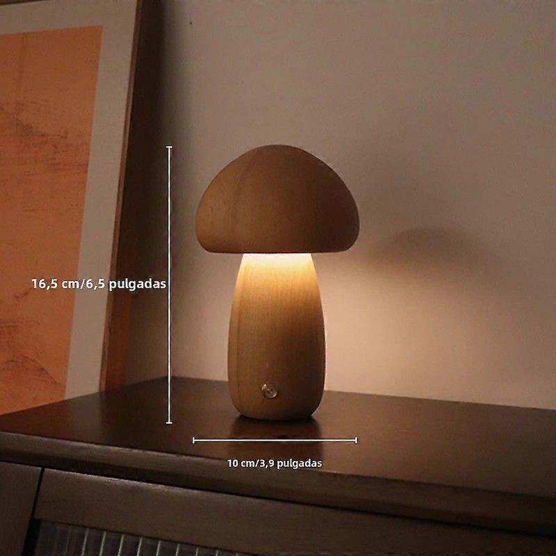 Fir and Walnut Wood Night Light with Touch Switch, USB Rechargeable, Warm Adjustable LED Table Lamp for Bedroom