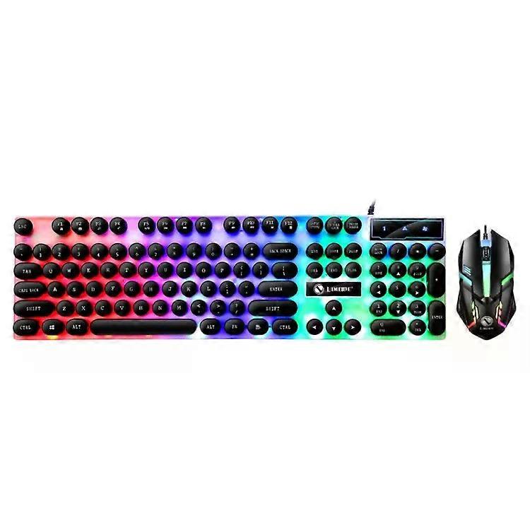 Mechanical Gaming Keyboard and Mouse Set-Backlit,Wired,Black Black