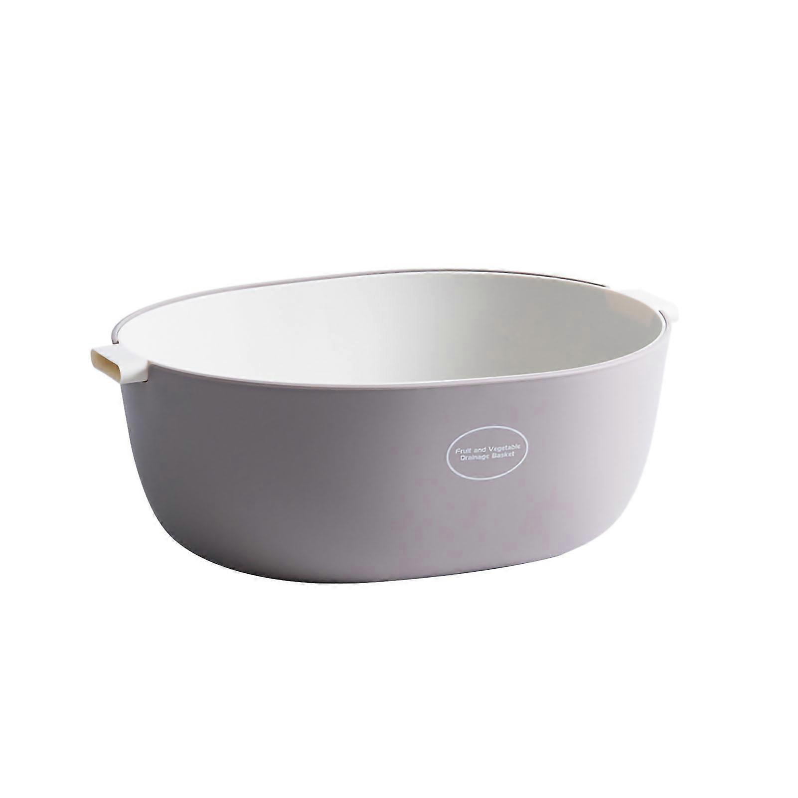 Kitchen Drain Basket Double Layer Vegetable Fruit Storage Basket with Handle Cross Draining Hole