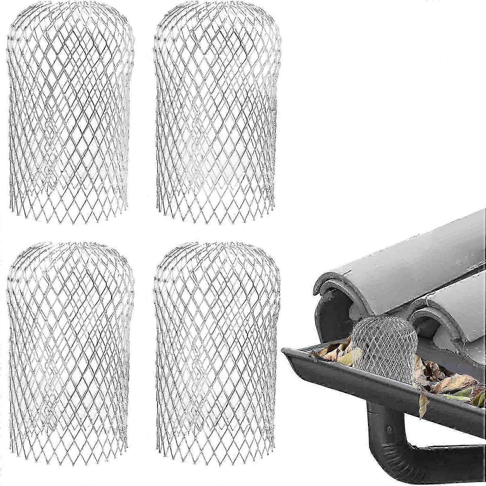 4 Pcs Gutter Guards - Aluminum Gutter Downspout Guard, Expandable Leaf Strainer Gutter Screen