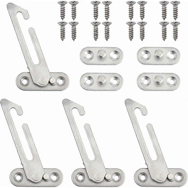 Betterlife 4PCS UPVC Window Lock Window Restrictor Stainless Steel Window Restraint Security Latch Window Lock With Screws For Child Baby Security - L