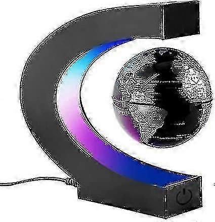 Floating World Globe With Color Led Lights C Shape, Magnetic Field Levitation World Map Globe Gravit