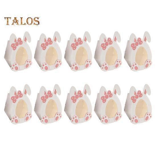 10 Pcs Easter Treat Boxes Egg Shape Snack Boxes with Bunny Ears Paper Party Favors Boxes for Chocolate Cookies Candies Goodies