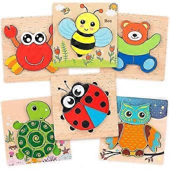 Animal Shape 6 Pack Wooden Jigsaw Puzzle Set