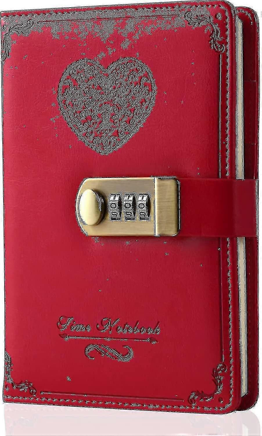Diary With Lock For Girls - Leather Password Locking Journal Cute Secret Diaries Notebook With Combination Lock For Women Adults