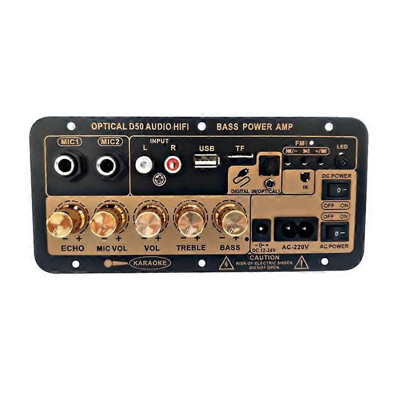 Digital Bluetooth Stereo Amplifier Board Subwoofer Dual Microphone Karaoke Car Amplifiers Speaker US Plug