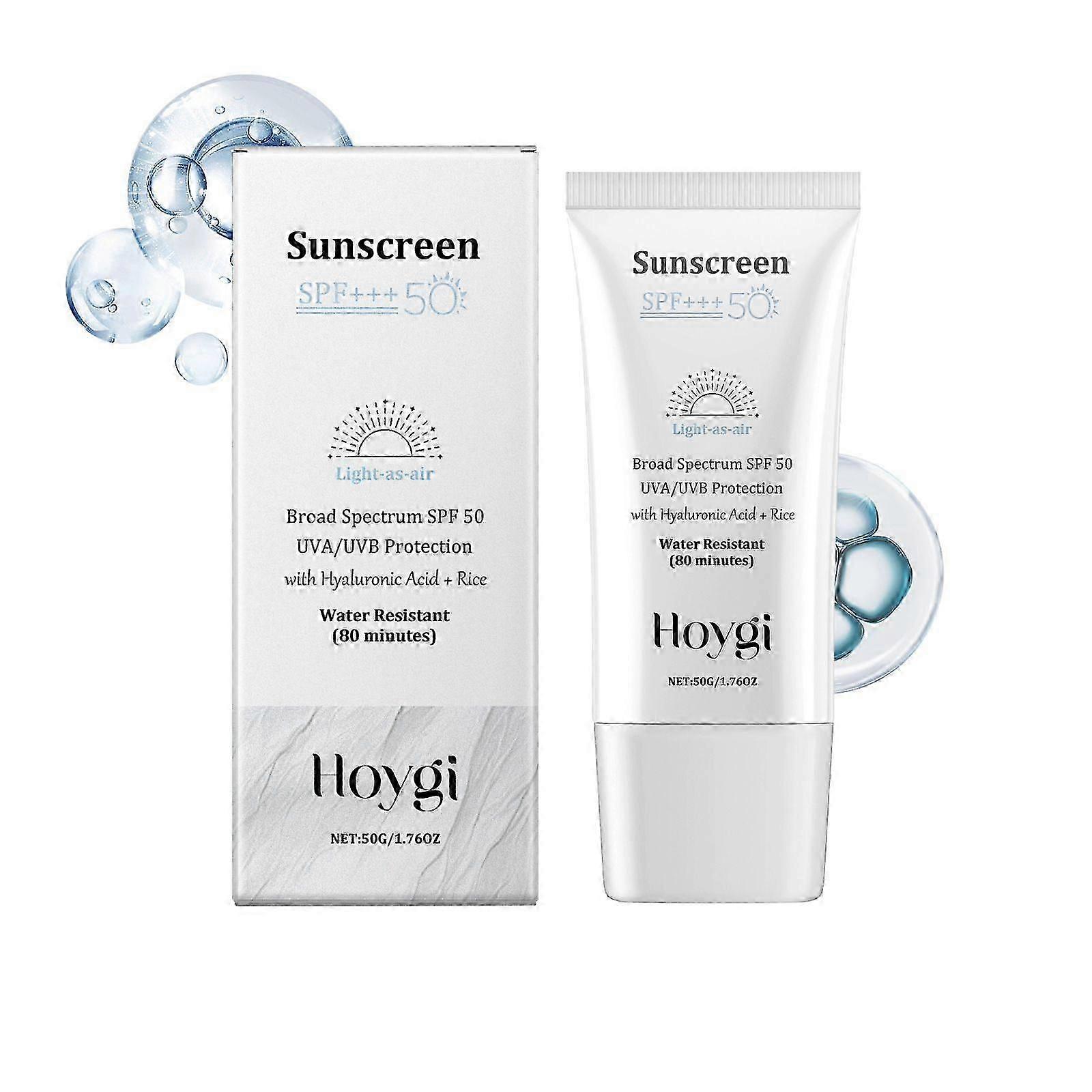 Invisible Sunscreen SPF 50, Broad Spectrum SPF 50 UVA/UVB Protection with Rice & Hyaluronic Acid, Moisturizing, Sweatproof, Lightweight, No White Cast