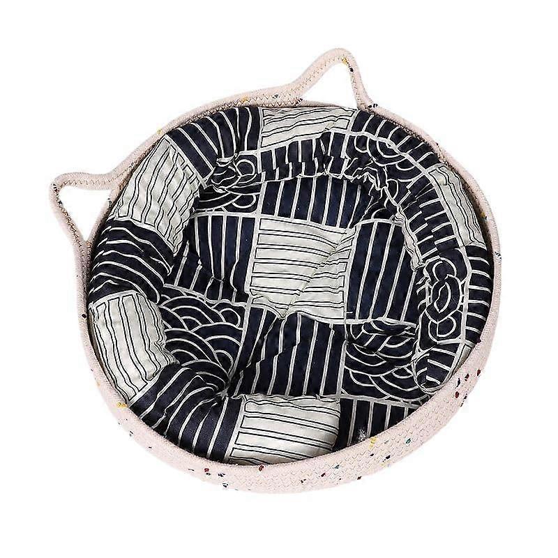 Rattan Cool Pet Bed with Cotton Pad Removable Machine Washable AllSeason Cushion