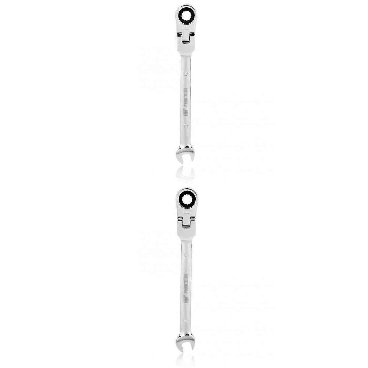 2x Chrome Flexible Head Ratchet Action Wrench Spanner Nut Tool Size 6mm&7mm