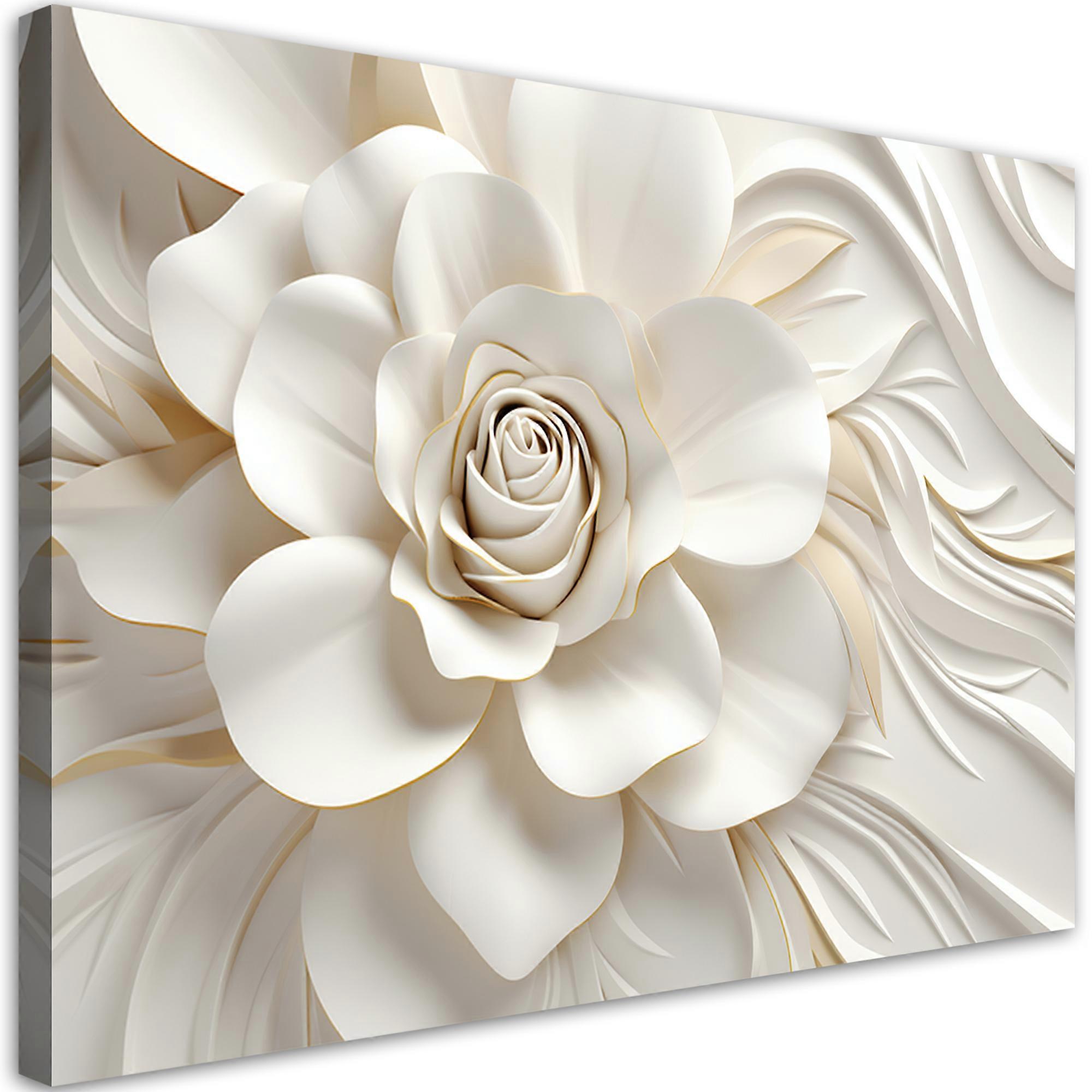 Impression sur toile, Fleur blanche 3D - 120x80