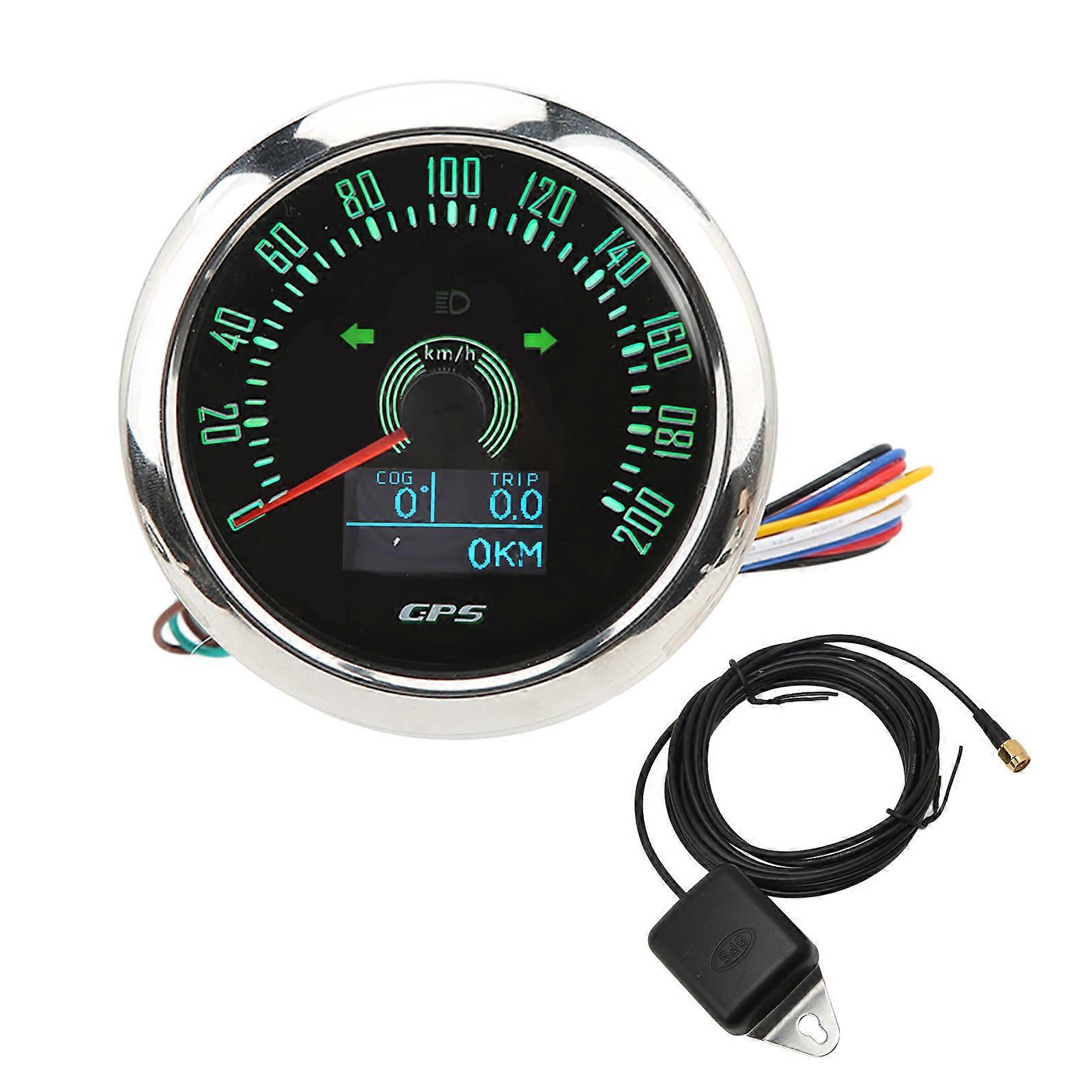 3 in 1 GPS Tachometer 200KM/H 85mm 9‑32V 7 Color Backlit Antifog Universal for Boat Car RV Motorcycle