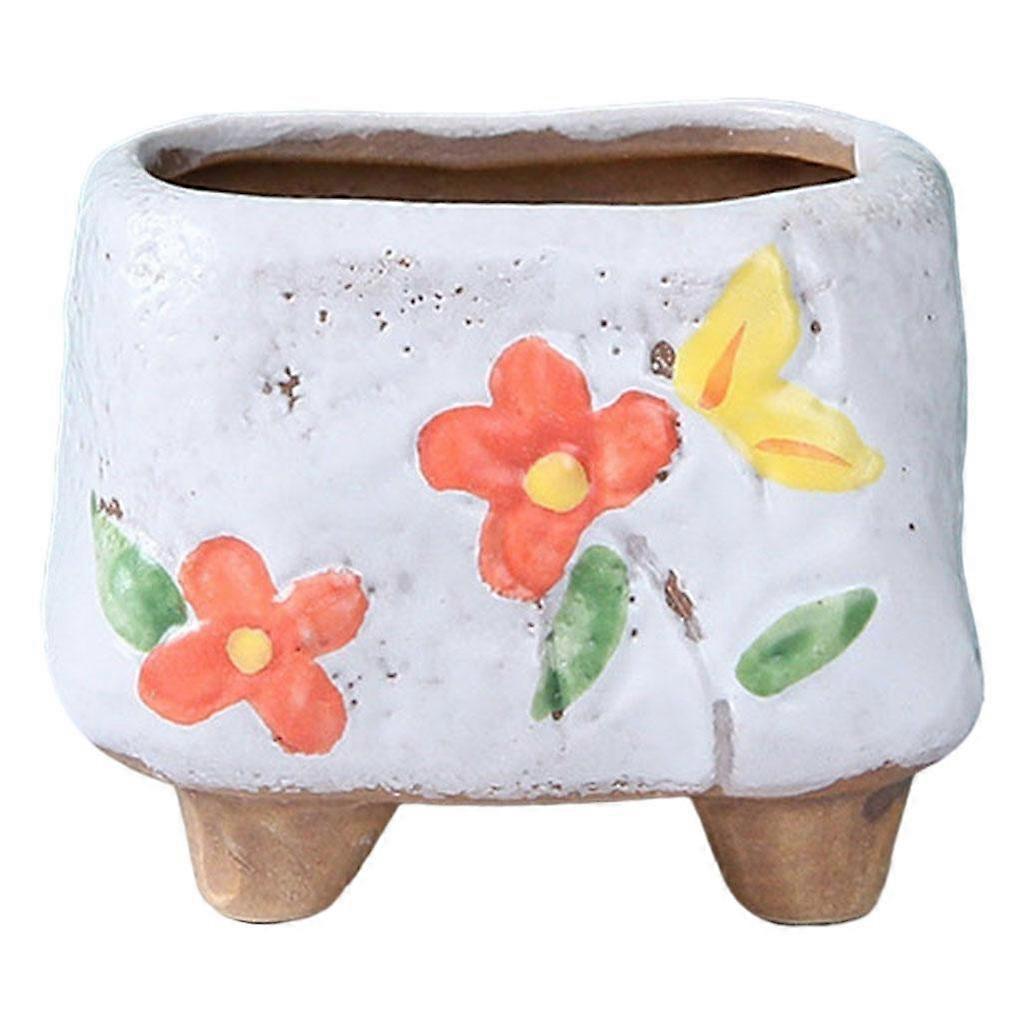 Small Ceramic Pots with Drainage, Mini , Tiny Porcelain Planter, Hand Painted