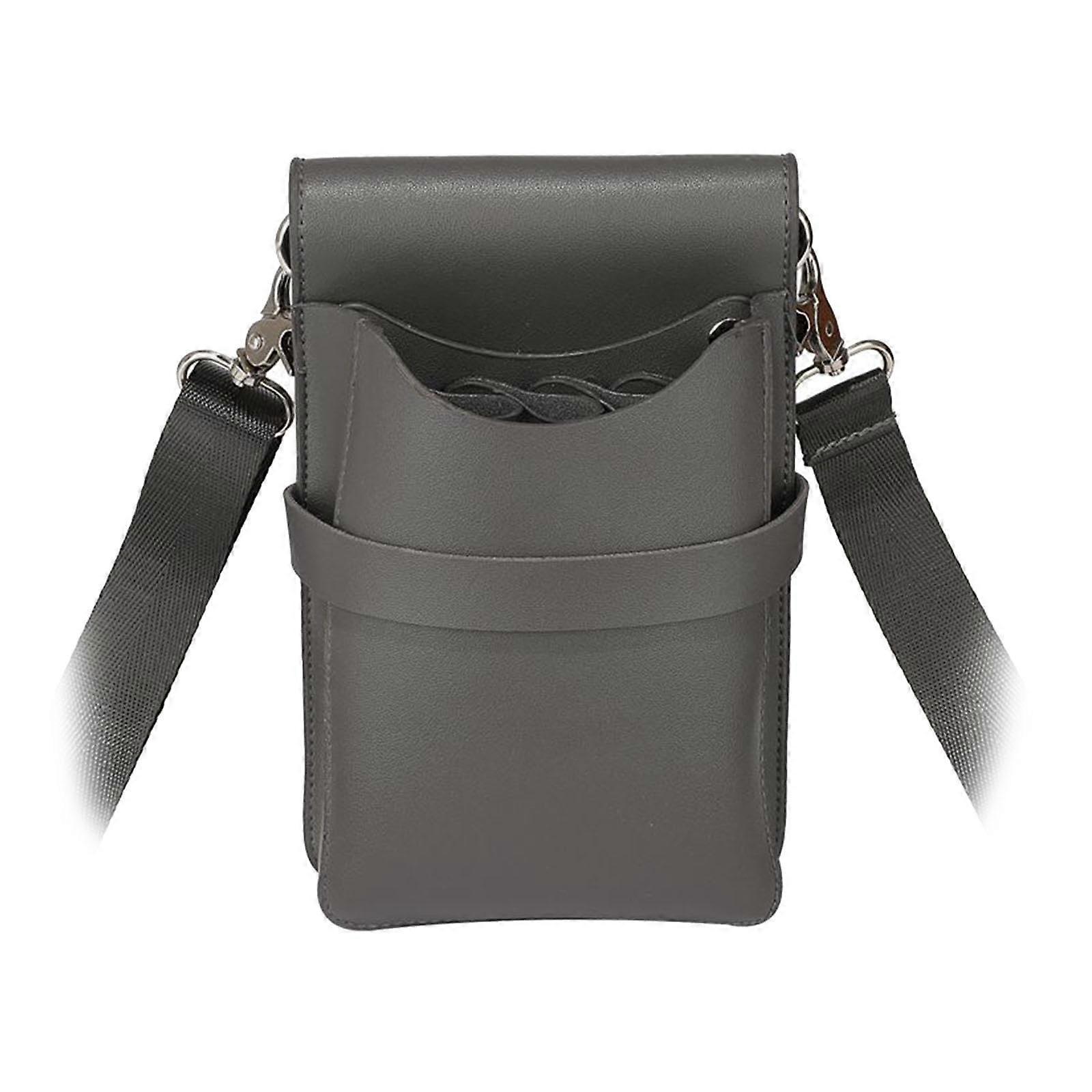 Barber Tool Pouch Hairdressing Scissors Holder  Leather Waist Pack, Gray