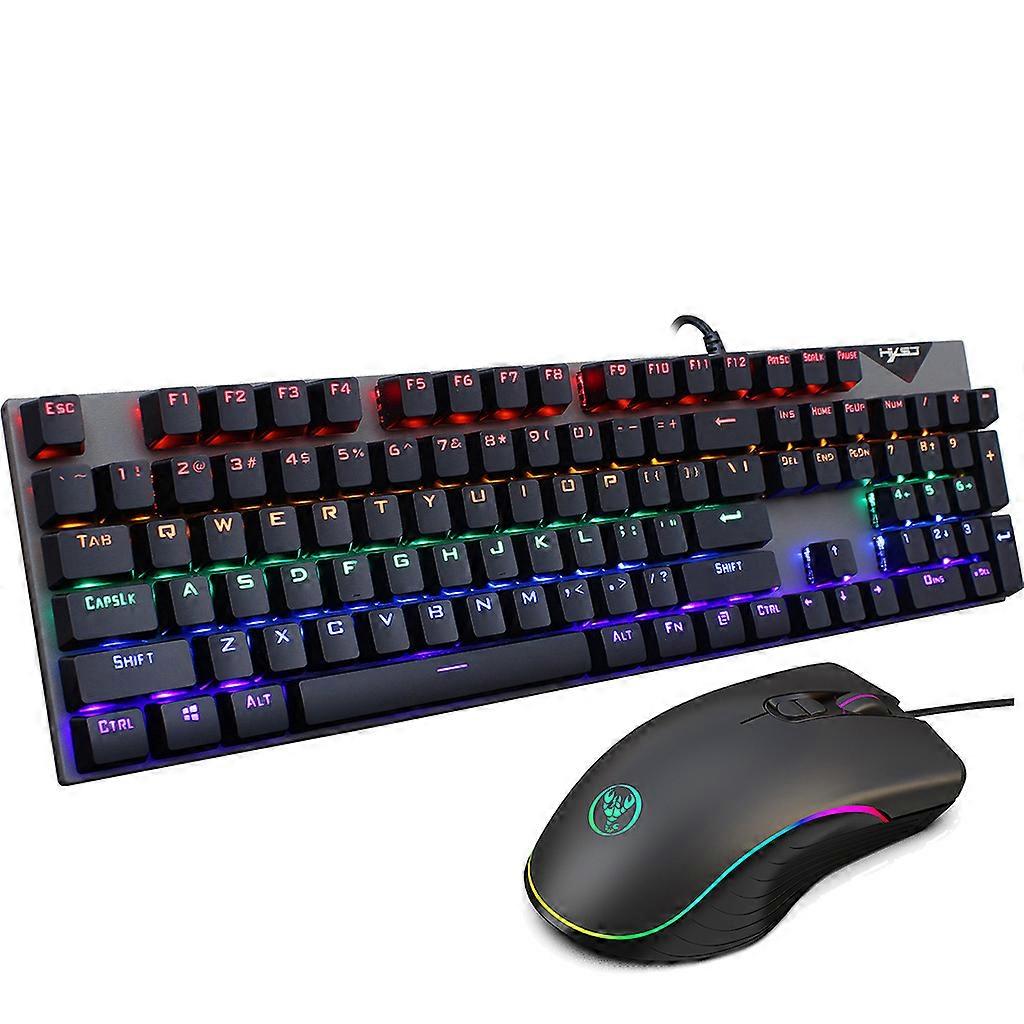 Wire Ergonomic Mechanical Keyboard Luminous Multi-Color Changing Rainbow Backlit 104 Keys USB Wired RGB Mouse Mice Combo Multicolor