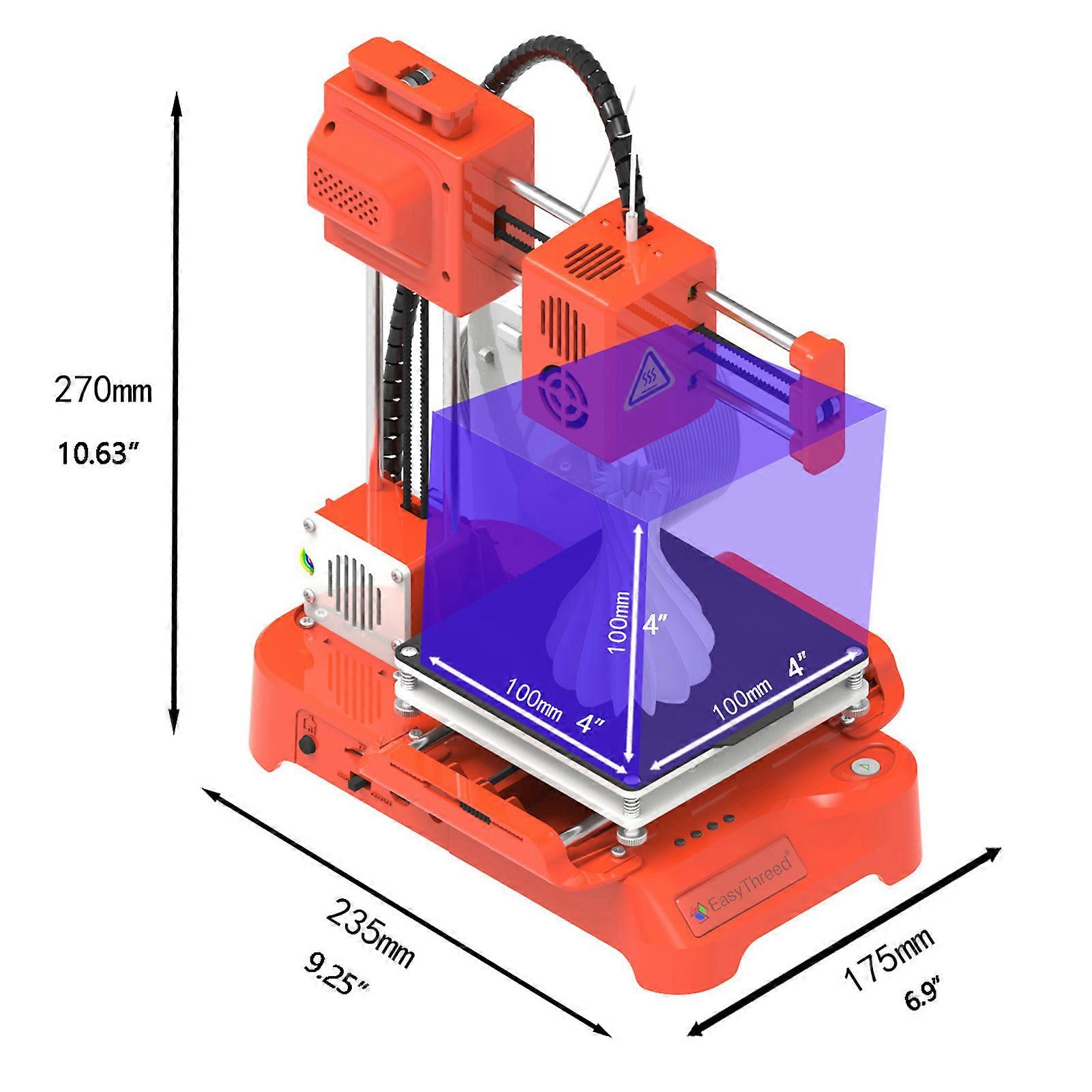 EasyThreed Printing Machine for Kids Mini Desktop 100x100x100mm Print Size No Heated Bed One-Key Printing with TF Card PLA Sample Filament for Beginn