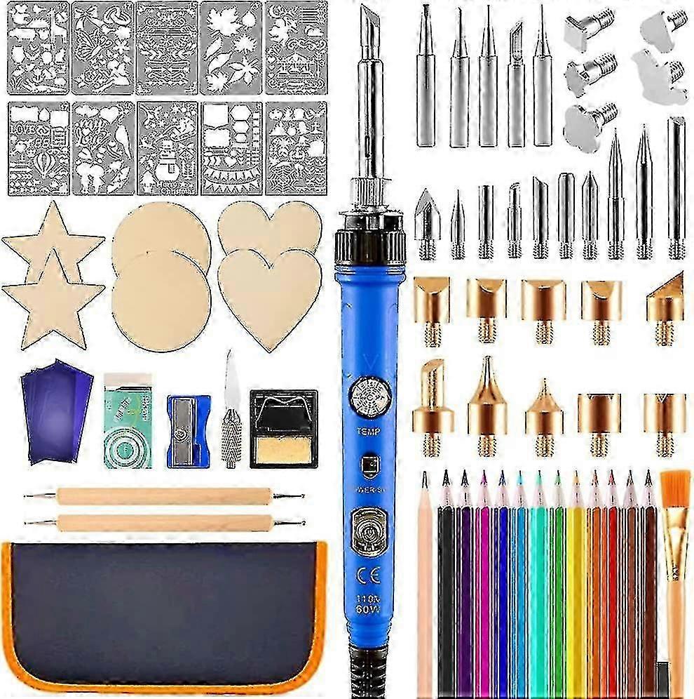 طقم حرق الخشب 80pcs ، مجموعة Pyrography قلم الموقد الخشب للمبتدئين ، درجة حرارة قابلة للتعديل 200 ~ 450c أداة حرق الأخشاب مع مفتاح لحام الحديد الساخن
