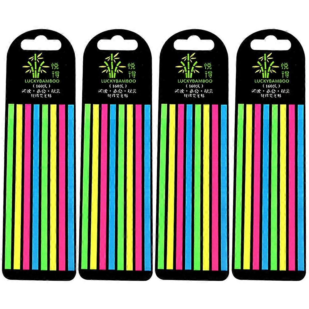 4 Boxes Fluorescent Reading Strips for Bookmarks Notebook Tabs Made of PET Multi Color