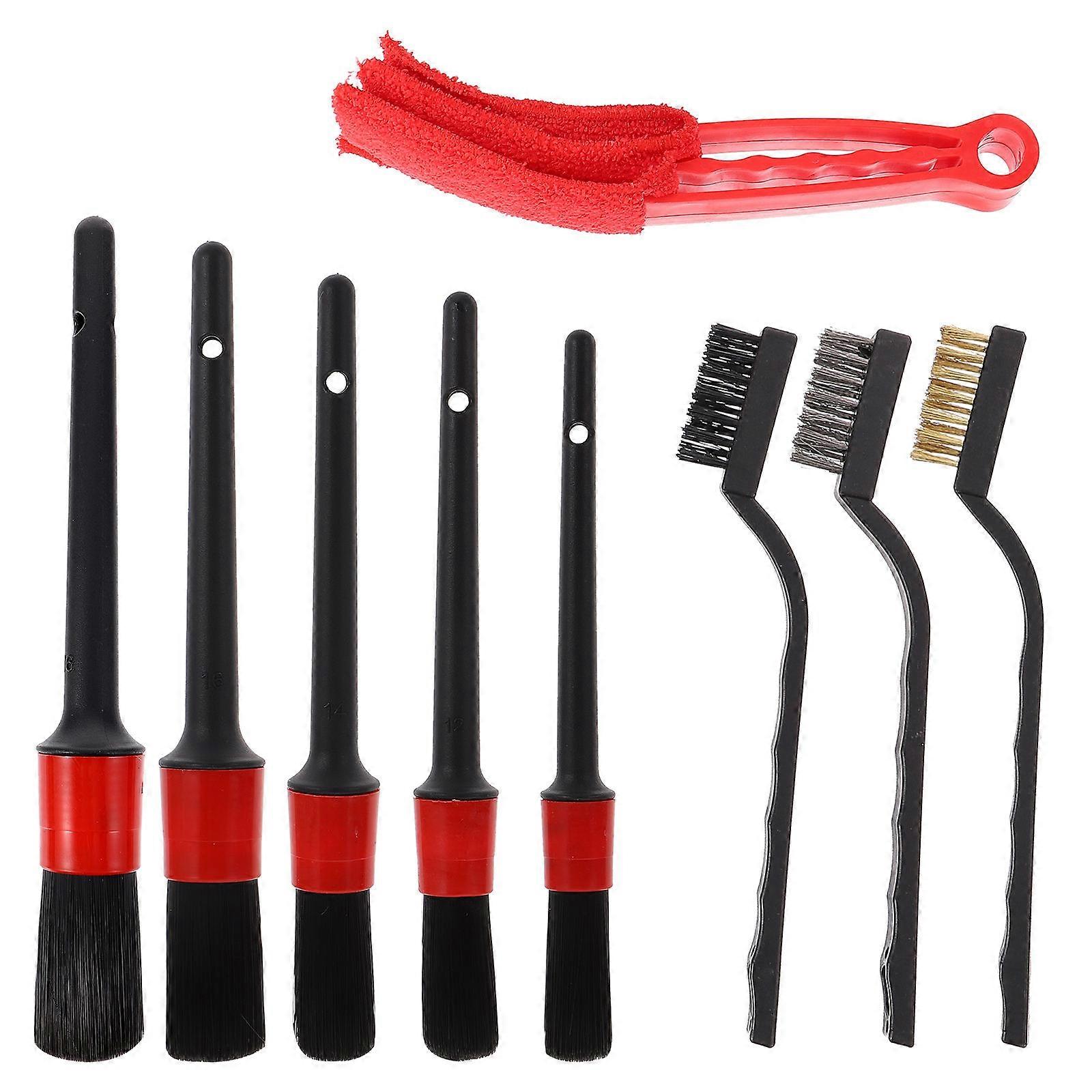 Car Cleaning Tools with 9pcs Detailing Brushes for Auto Interior Air Vents Dust 9 Pieces Assorted Color