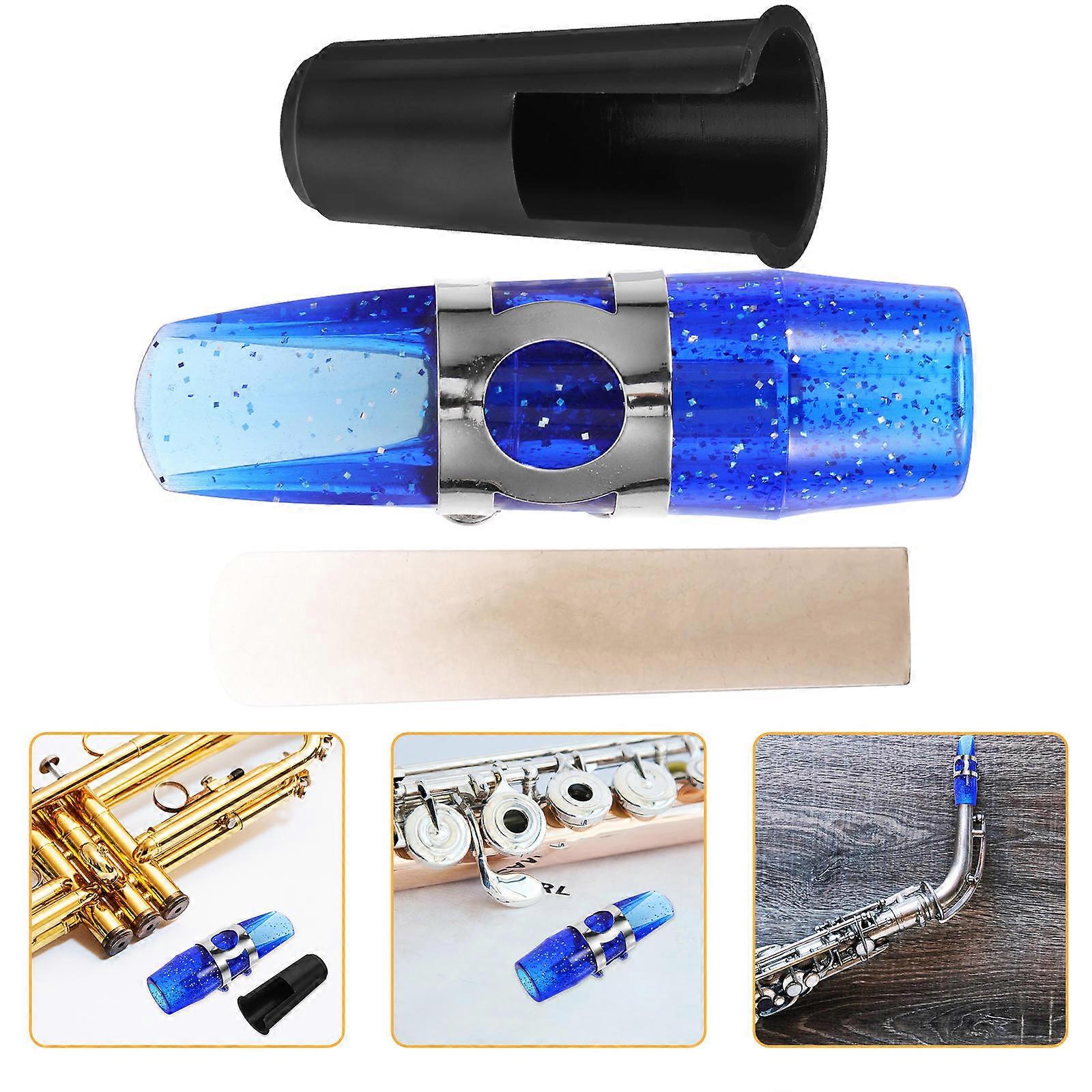 Saxophone Mouthpiece Kit Alto Saxophone With Reed Protective Cap Blue Portable Lightweight 1Set