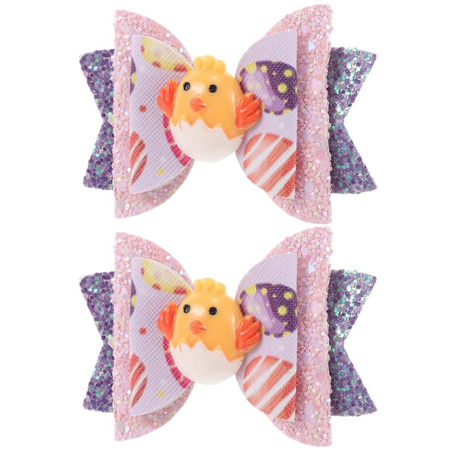 Cute Easter Chick Hairpins Festive Decoration Multi Colored Iron Material for Parties 2Set