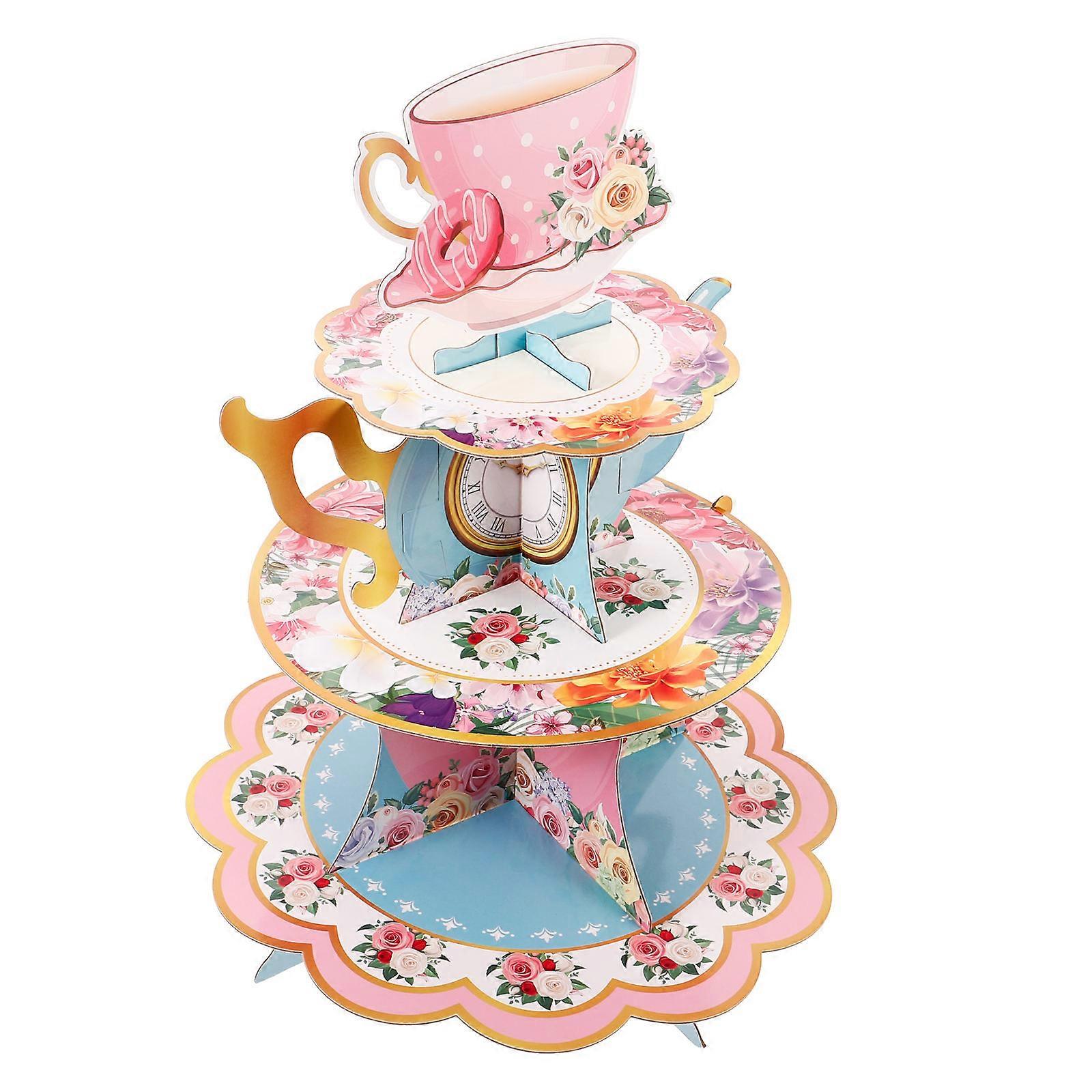 Paper Cupcake Stand Multi Layer Dessert Stand For Tea Party Elegant Atmosphere 39.50X30.00X30.00CM 1Set