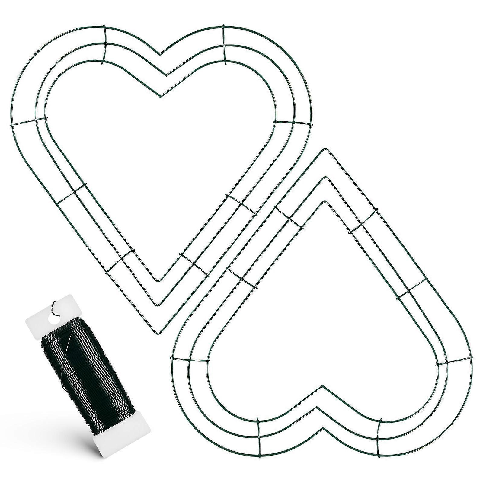 Heart Wreath Form Wire Wreath Frames For Indoor Use TPE Material Green 32.00X30.00X1.60CM Wall Decoration 2Pcs