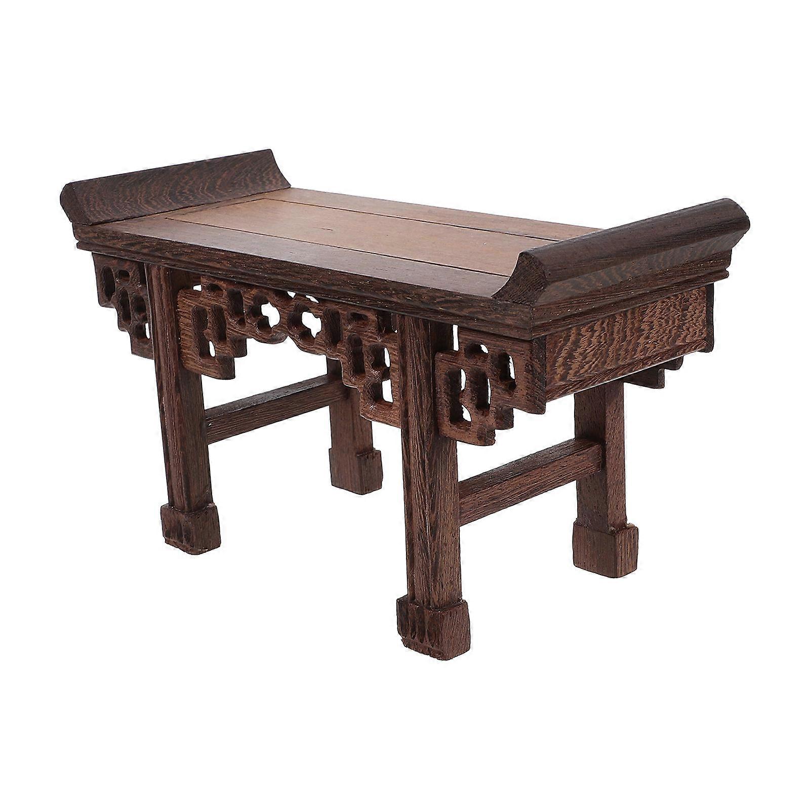 Small Decor Wood Table Flower Vase Pedestal Table Buddha Statue Display Stand Rectangular Multi 1Set