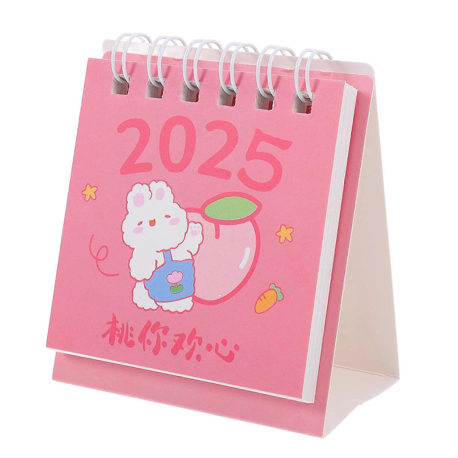 Monthly Calendar Mini Desk Calendar Pink For Home Office School Standing Flip Date Tracking 7.50X6.50X4.00CM 1Set