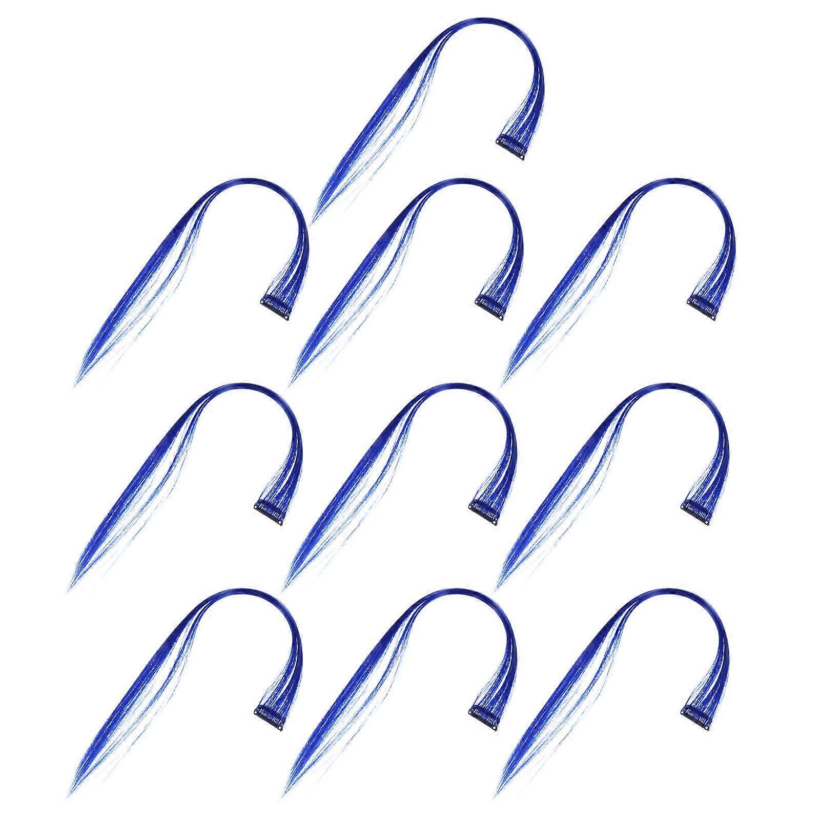 Blue Hair Extensions Clip-In Long Hairpiece Made of High Temperature Fiber for Decor