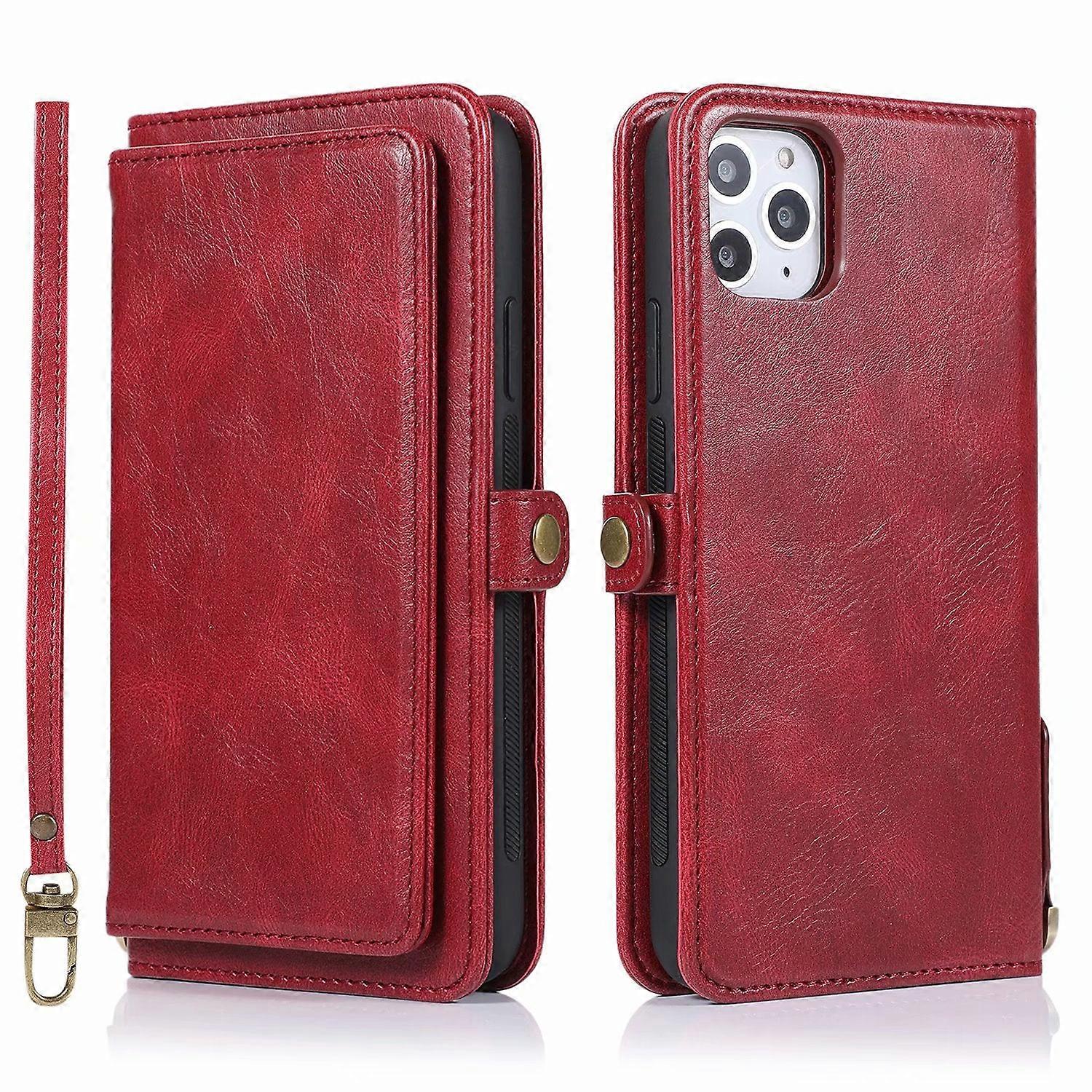 Case For Iphone 13 Red Multi-card Split Leather Multi-function Card Slot Retro Wallet No146