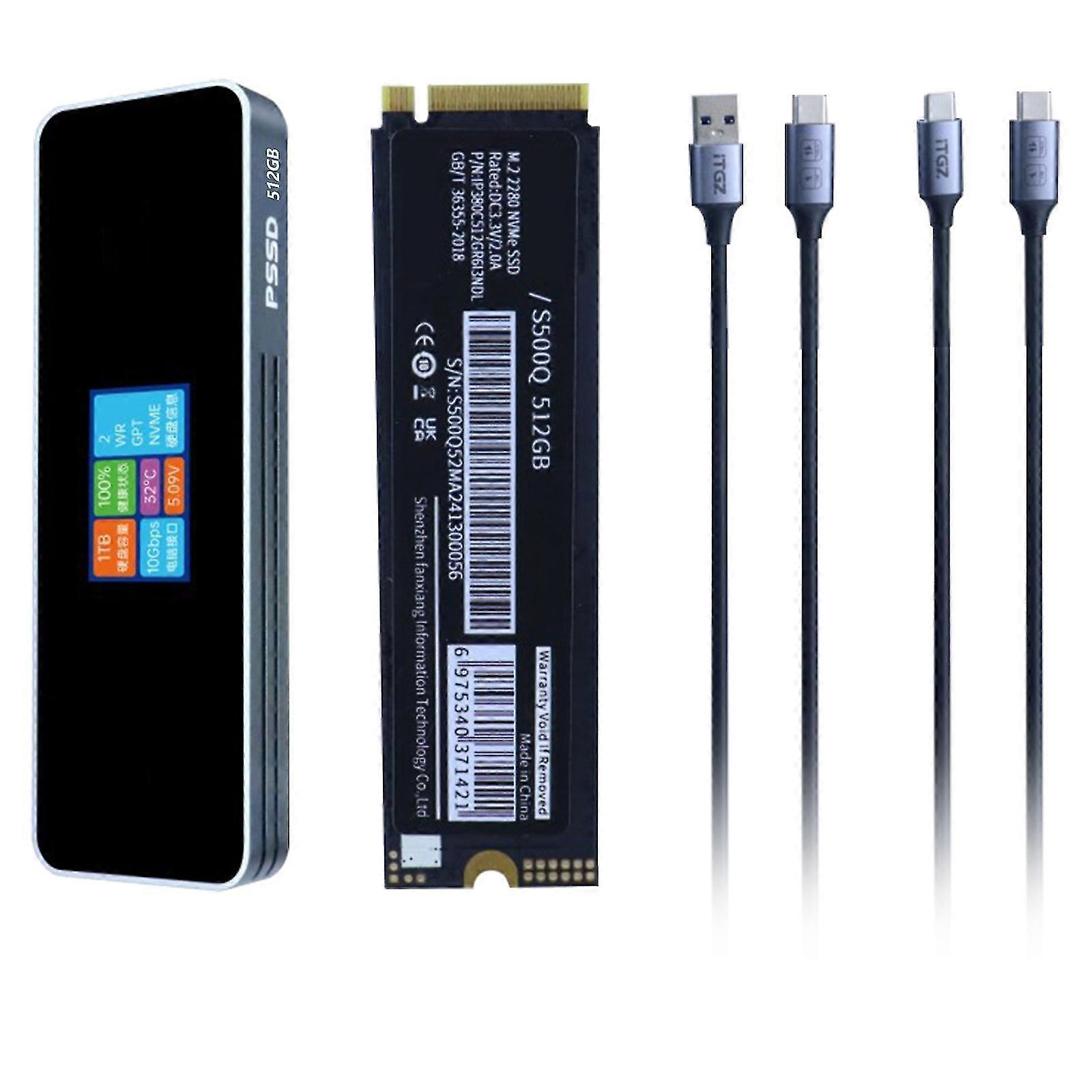 (512Gb) 10gbps M.2 Ssd Enclosure Aluminum Usb3.1 Gen2 Hard Drive Enclosure Installation External Solid States Disk For Pc