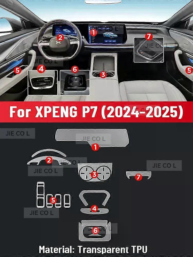 For XPENG P7 2024 2025 Anti-scratch Car Interior Transparent TPU Film Center Console Dashboard Navigation Protector Sticker