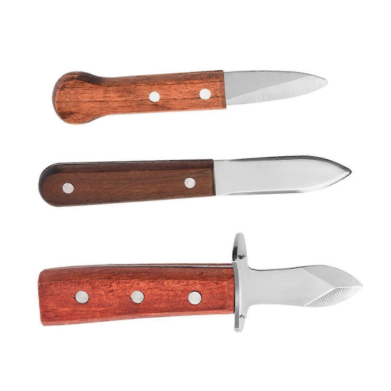 Oyster Shucking Tool Set - 3 Stainless Steel Oyster Openers with Ergonomic Handles for Easy Shelling and Shucking