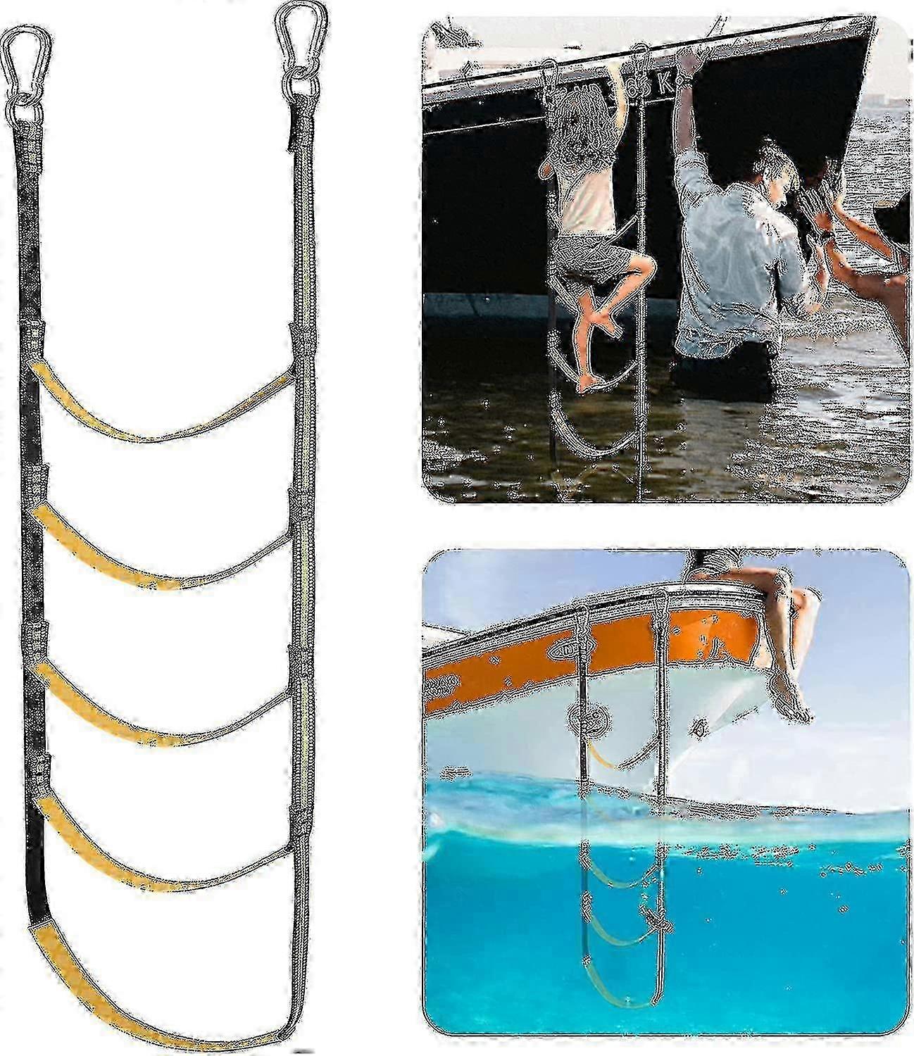Portable Rope Ladder for Boats, Fishing Rope Ladder Extension for Inflatable Boats and Kayaks, Suitable for Various Watercraft