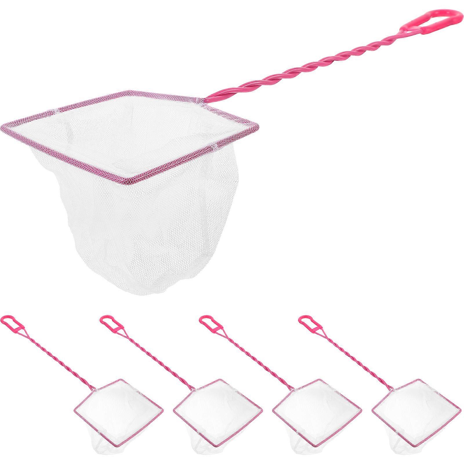 Fish Net Small Aquarium Nets Handheld Catching Fish Pink 40X12CM Removing Residue 5Set