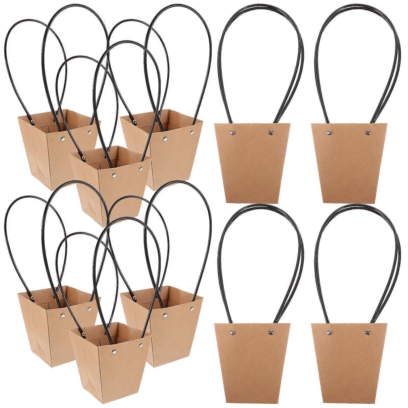 10pcs Sturdy Flower Bags with Handle Bouquet Carrier for Gifting, Weddings, Valentine's Day and Special Occasions Fresh Flower Arrangement