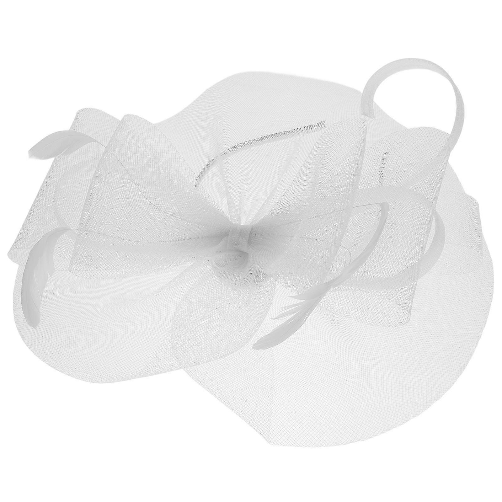 Elegant Fascinator Hat with Mesh Veil for Women – Bowknot Headband Accessory for Weddings, Tea Parties, and Formal Events – White Cocktail Party Style