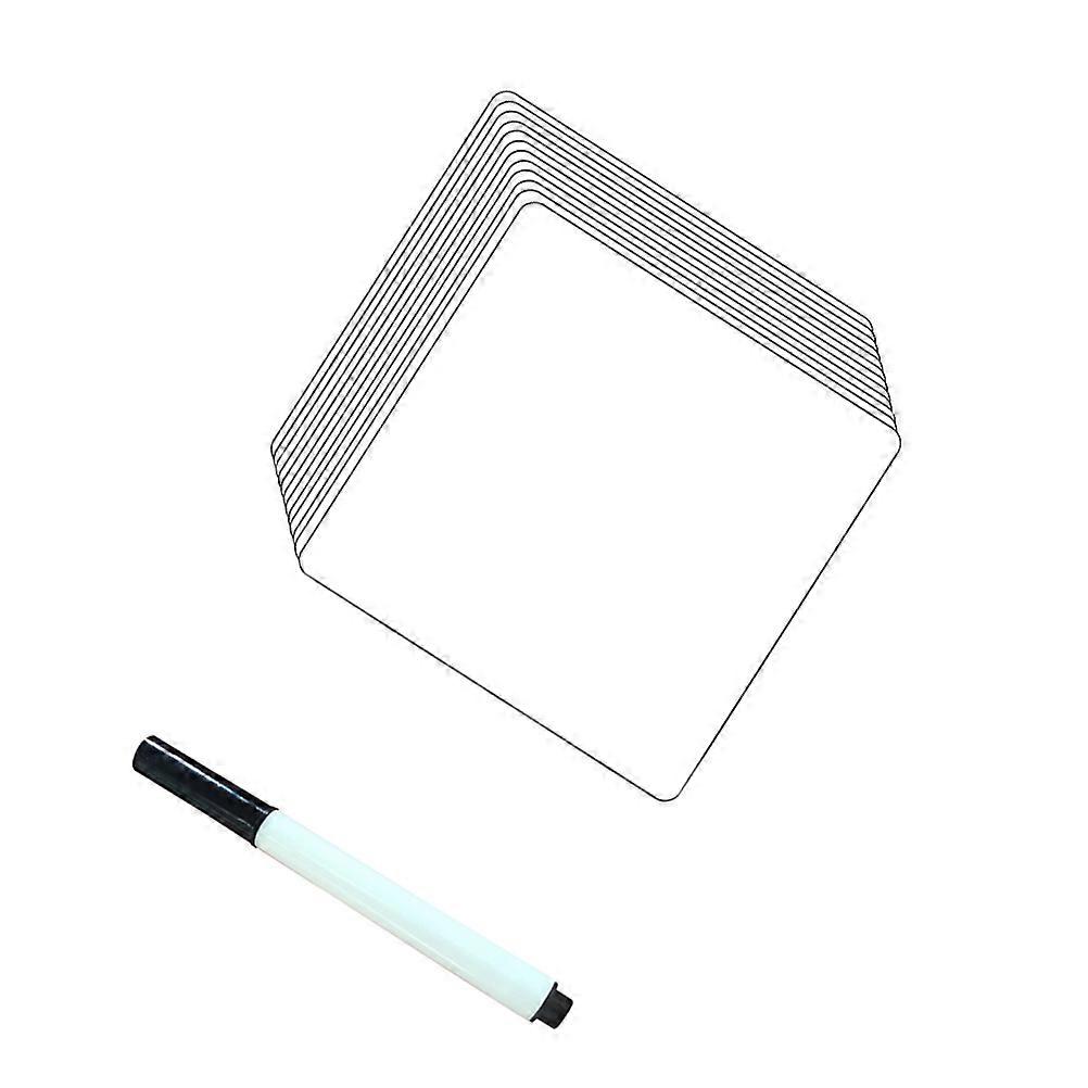 Whiteboard Stickers Dry Erase Removable Reusable Washable Square Diy For Home Use 10x10cm White PVC 12Pcs