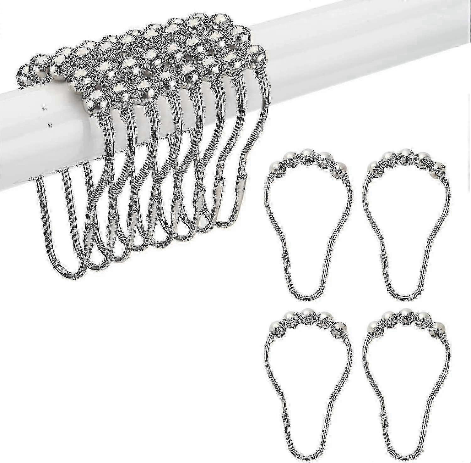 シャワーカーテンフックリング、メタルシャワーカーテンフックリング12個